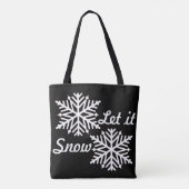 Tote Bag Laisser Neige Hiver Blanc Snowflakes Élégant Noir (Dos)