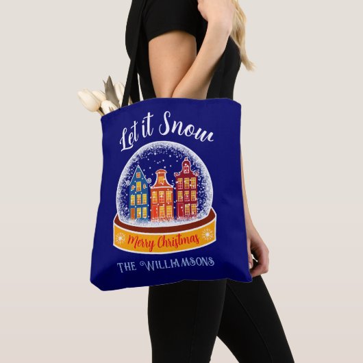 Tote Bag Laisser neige Snowglobe Amsterdam Village de Noël (De près)