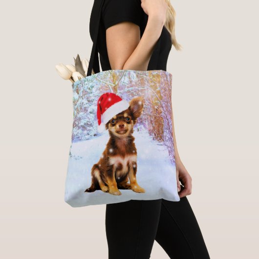 Tote Bag Laisser neiger Noël Chihuahua Chig (De près)
