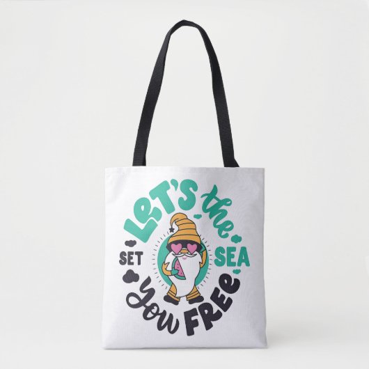 Tote Bag Laissez la mer vous libérer Gnome Tee (Devant)