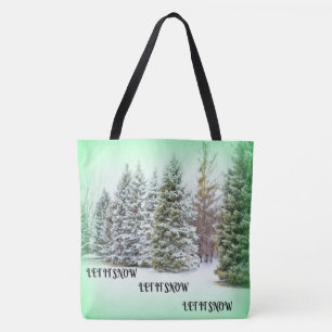 Tote Bag Laissez tomber la neige Pins Verts Lumière Scène h