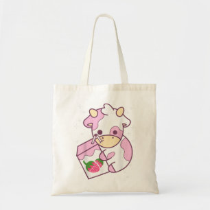 Tote Bag Lait de fraise de vache mignonne Kawaii Cadeau