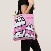 Tote Bag Lait de fraise Monogramme Kawaii (De près)