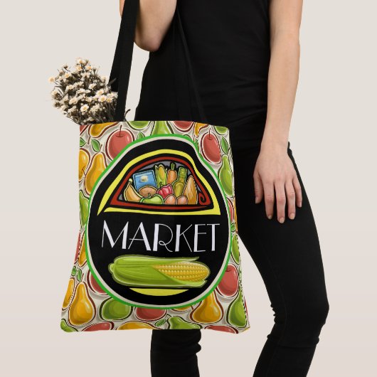 Tote Bag L'alimentation partout sur l'impression Fourre-tou (De près)