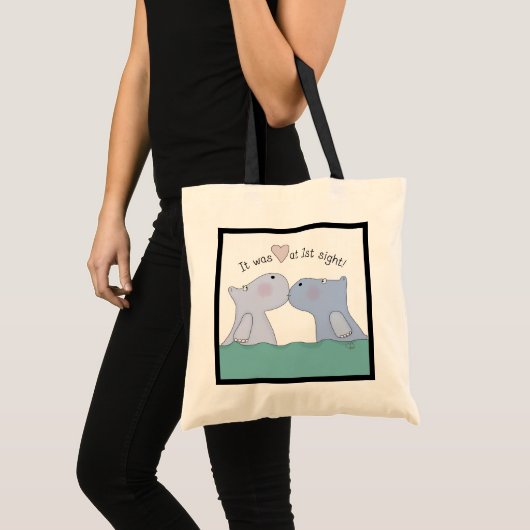 Tote Bag L'amour aux hippopotames de première vue (Devant (produit))