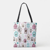 Tote Bag l'amour de cage à oiseaux badine le motif (Dos)