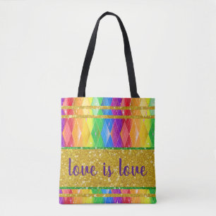 Tote Bag L'amour est amour parties scintillant arc-en-ciel