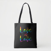 Tote Bag L'amour est amour Script LGBT Noir (Devant)