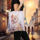Tote Bag L'Amour Est Chat Aquarelle Douce