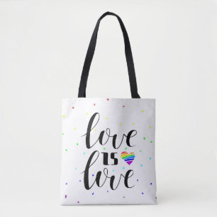 Tote Bag L'amour est l'amour  Coeurs arc-en-ciel