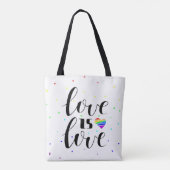 Tote Bag L'amour est l'amour| Coeurs arc-en-ciel (Dos)