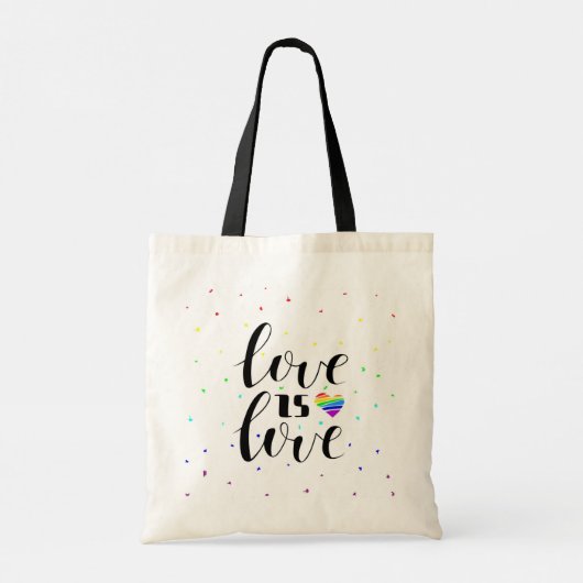 Tote Bag L'amour est l'amour | Coeurs arc-en-ciel (Dos)