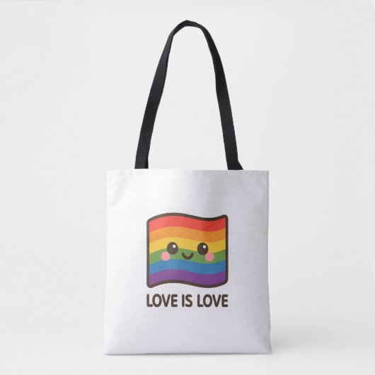 Tote Bag L'amour est l'amour - Kawaii Rainbow Design (Devant)