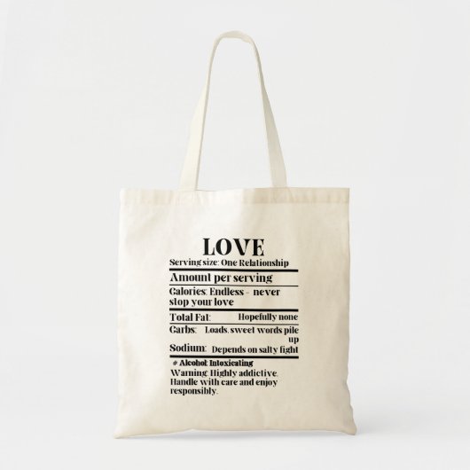 Tote Bag L'amour - Faits nutritionnels.w (Devant)