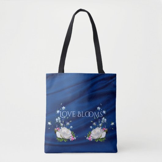 Tote Bag L'amour fleurit les roses blancs que le bleu (Devant)