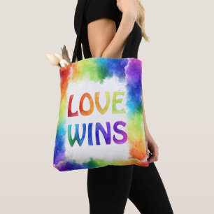 Tote Bag L'amour gagne la fierté Arc-en-ciel avant et arriè