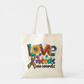Tote Bag L'amour n'a pas besoin de mots - Sensibilisation s (Dos)