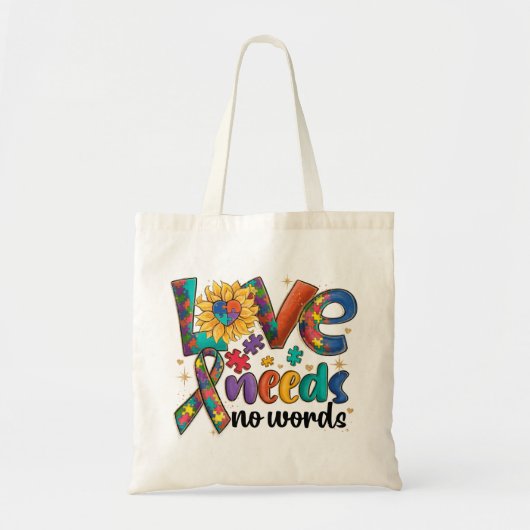 Tote Bag L'amour n'a pas besoin de mots - Sensibilisation s (Devant)