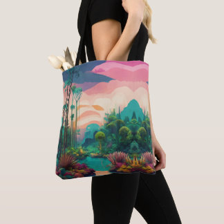 Tote Bag L'amour naturel de la forêt tropicale verdâtre