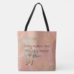 Tote Bag L'amour rend le monde meilleur endroit Floral Four