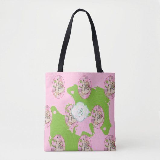 Tote Bag L'amour rose et vert (Devant)