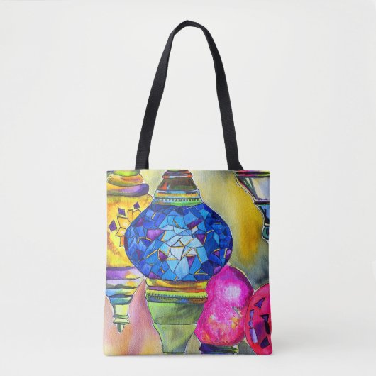 Tote Bag Lampes turques mosaïque aquarelle art (Devant)