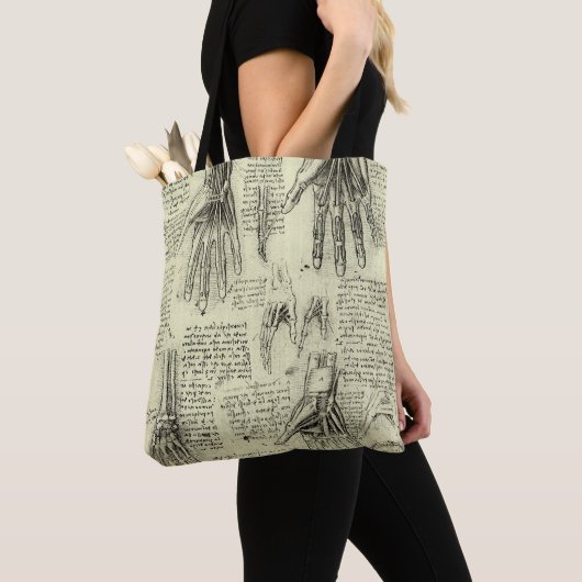 Tote Bag L'anatomie de la main humaine de Léonard de Vinci (De près)