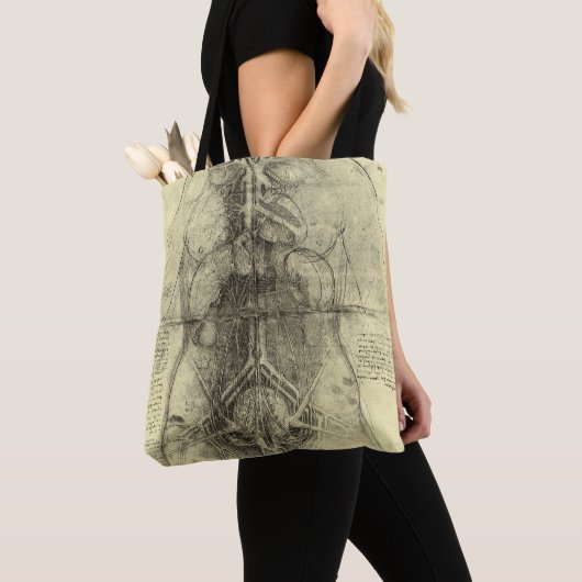 Tote Bag L'anatomie humaine de Léonard de Vinci, Torse fémi (De près)