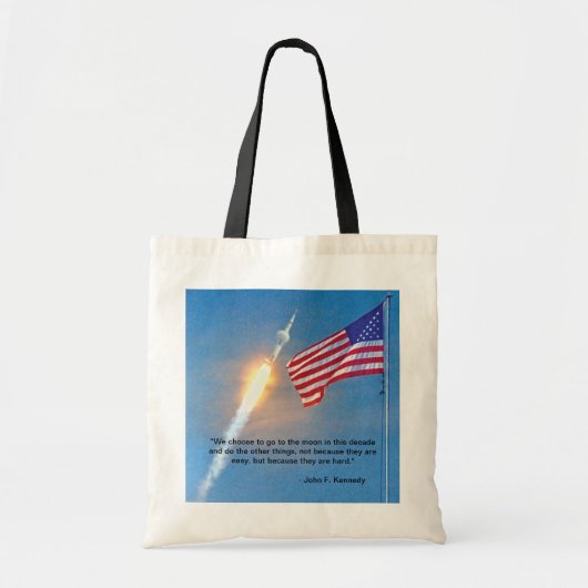 Tote Bag Lancement d'Apollo 11 avec le drapeau américain (Devant)