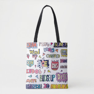 Tote Bag Langue Anglaise Populaire Mots Argot Doodle Lettre