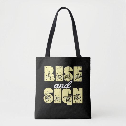 Tote Bag Langue des signes ASL Rise et signe (Devant)