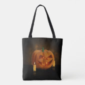 Tote Bag Lanterne Citrouille d'Halloween avec bougies (Dos)