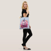 Tote Bag Lanterne rose Jack-O' Bleu clair Halloween (Sur le modèle)