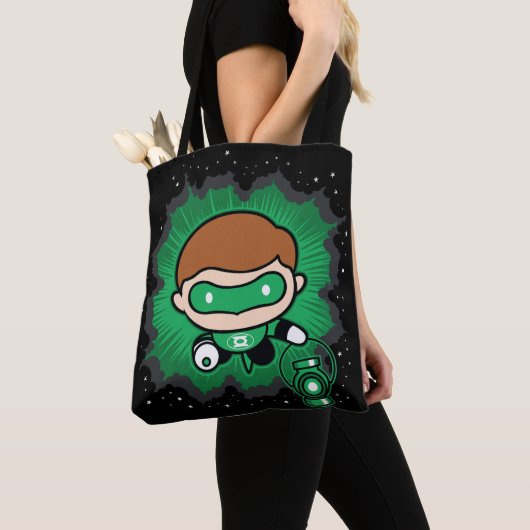 Tote Bag Lanterne verte de Chibi qui traverse l'espace (De près)