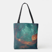 Tote Bag Lanternes Jack-O' déplaisantes dans la forêt Hallo (Dos)