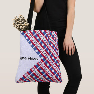 Tote Bag Laos Drapeau Laotien Carrelé Personnalisation Noir