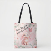 Tote Bag Lapin adorable 'n Papillon (Devant)