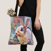 Tote Bag lapin aquarell (De près)