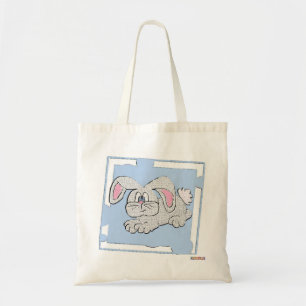 Tote Bag Lapin Arrière - plan bleu lapin