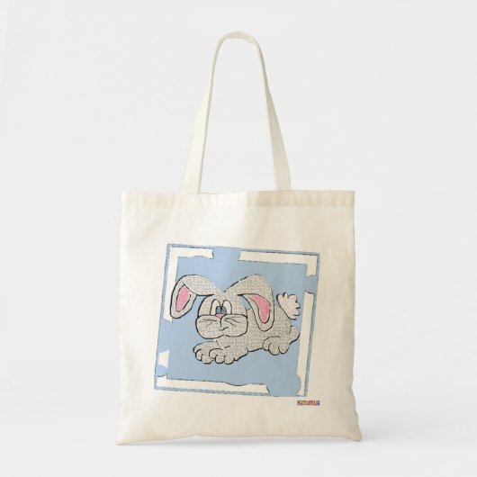 Tote Bag Lapin Arrière - plan bleu lapin (Devant)