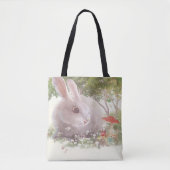 Tote Bag Lapin avec Fleurs (Devant)