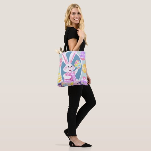 Tote Bag lapin avec oeufs de pâques (Sur le modèle)