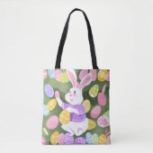 Tote Bag lapin avec oeufs de pâques (Devant)