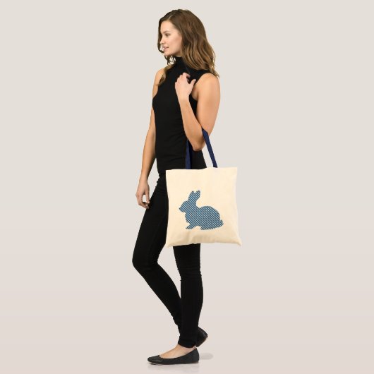 Tote Bag Lapin bleu de plaid (Devant (modèle))