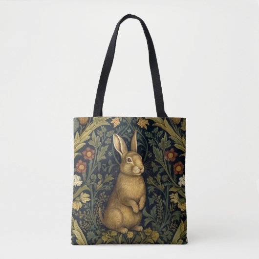 Tote Bag Lapin dans la forêt style Art nouveau (Devant)