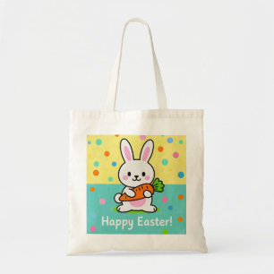 Tote Bag Lapin de caricature tenant des pois de carottes