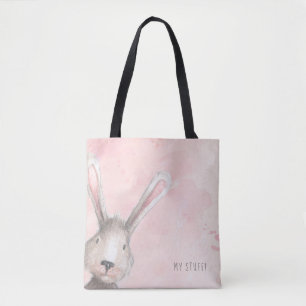 Tote Bag Lapin de Pâques à l'aquarelle personnalisé