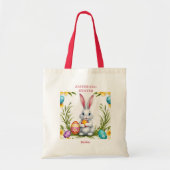 Tote Bag Lapin de Pâques Blanc Fantaisiste (Devant)