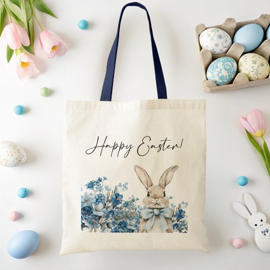 Tote Bag Lapin de Pâques Bleu