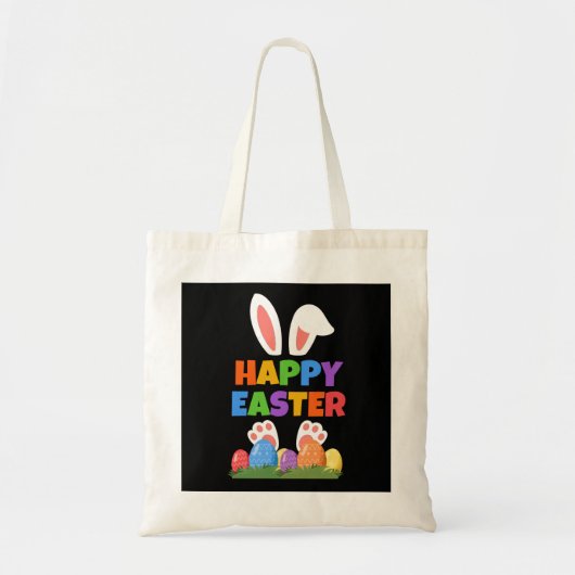 Tote Bag Lapin de Pâques heureux (Devant)